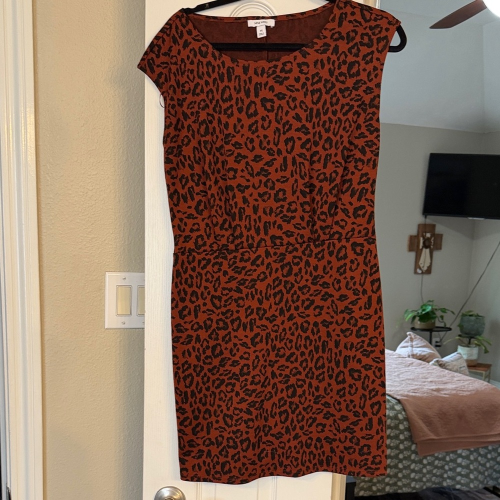 Nine West Black and Brown Animal Print Mini Dress